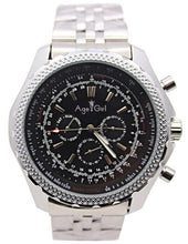 Load image into Gallery viewer, Silver Black Leather Watch