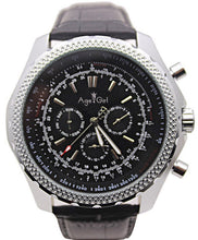 Load image into Gallery viewer, Silver Black Leather Watch
